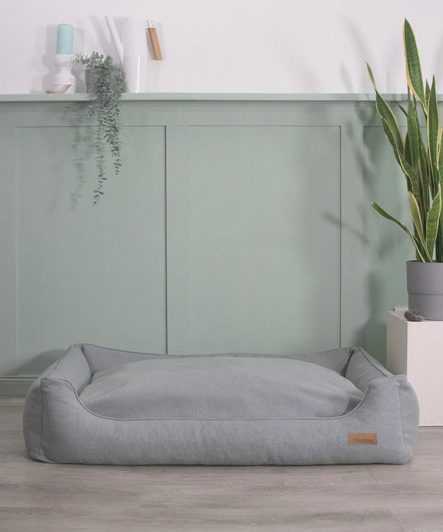 BUDDY. Hundebett mit Rand - grau/blau - aus recycelten Materialien - 70 x 100 cm bei BUDDY. Hundezubehör online kaufen BUDDY. Hundebett mit Rand - grau/blau - aus recycelten Materialien - 70 x 100 cm bei BUDDY. Hundezubehör online kaufen