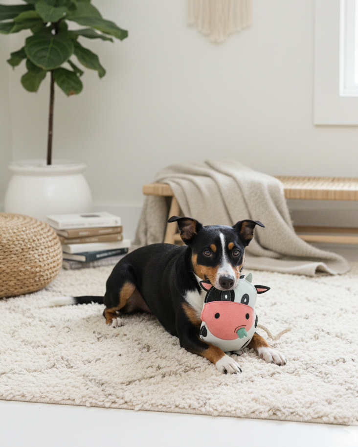 BUDDY. Hundespielzeug aus Leder "Kuh" - natürliches Hundespielzeug bei BUDDY. Hundezubehör online kaufen