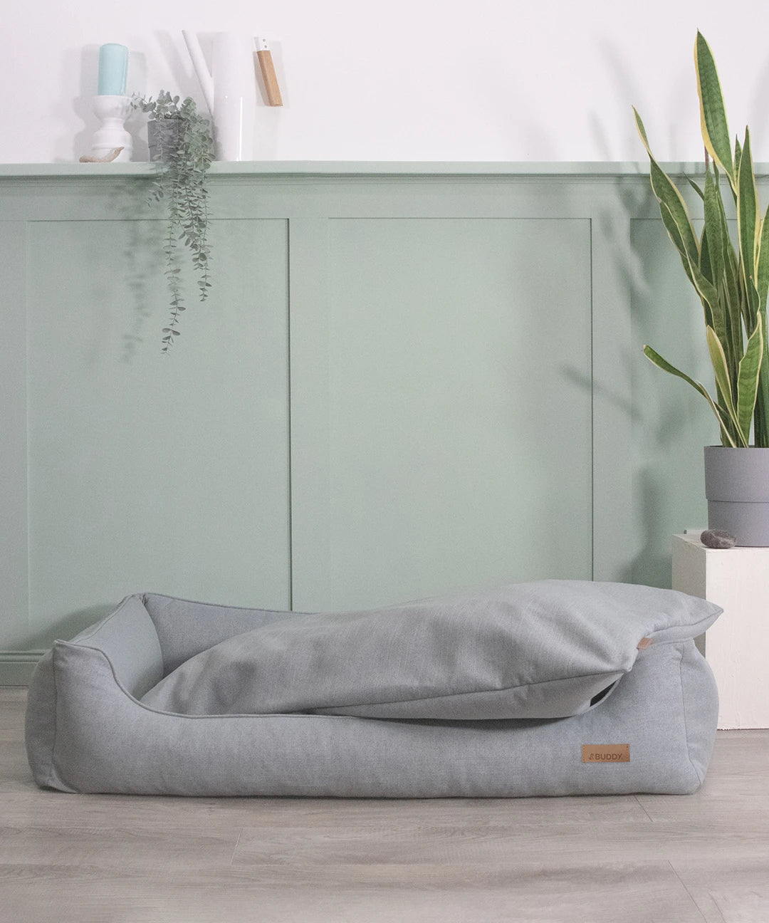 BUDDY. Hundebett mit Rand - grau/blau - aus recycelten Materialien - natürliches Hundebetten bei BUDDY. Hundezubehör online kaufen