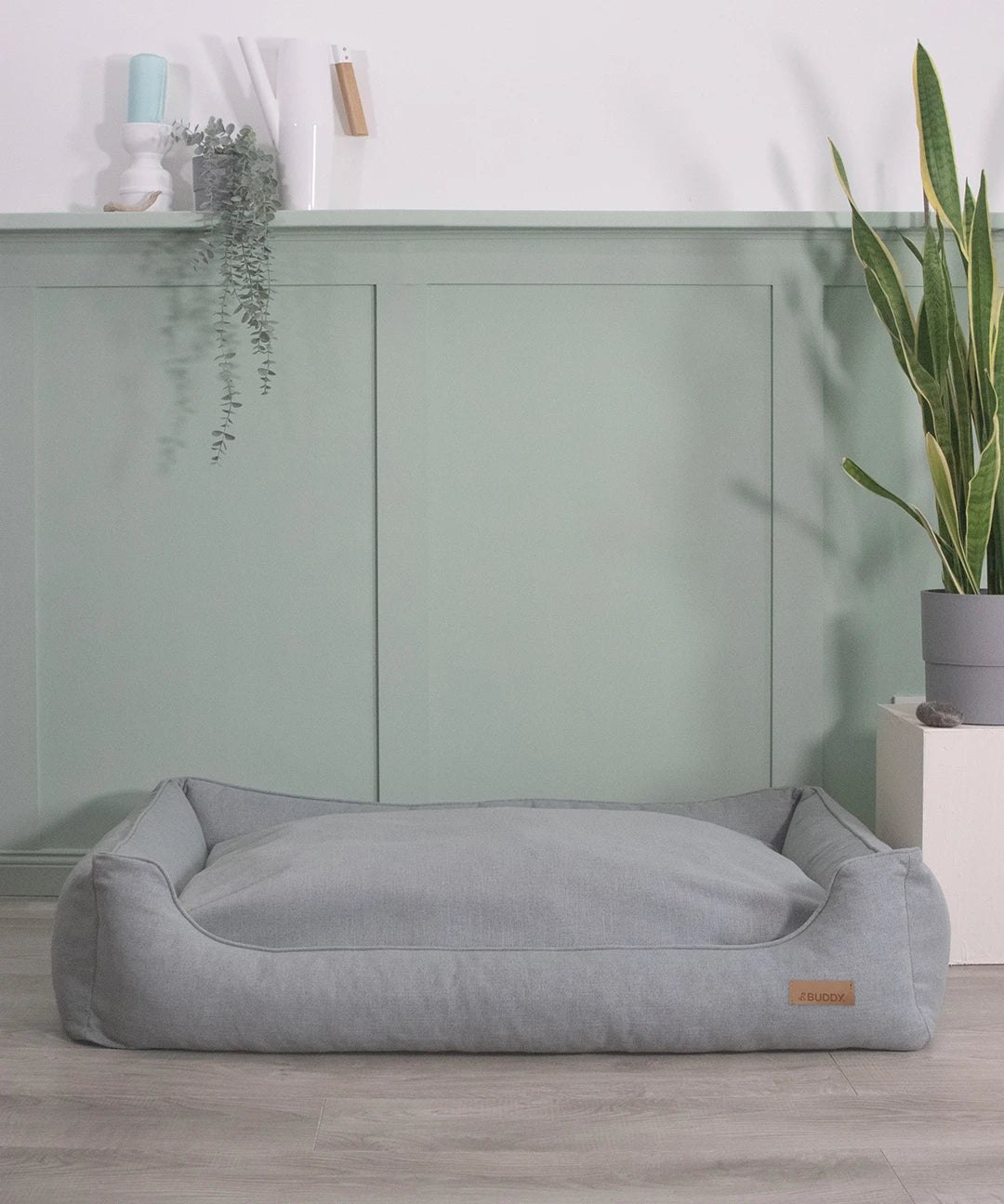 BUDDY. Hundebett mit Rand - grau/blau - aus recycelten Materialien 70 x 100 cm - natürliches Hundebetten bei BUDDY. Hundezubehör online kaufen