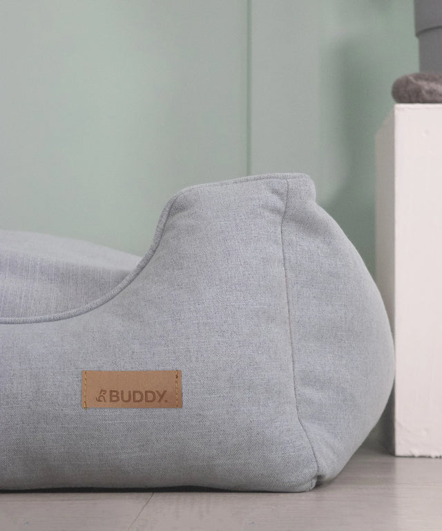 BUDDY. Hundebett mit Rand - grau/blau - aus recycelten Materialien - bei BUDDY. Hundezubehör online kaufen