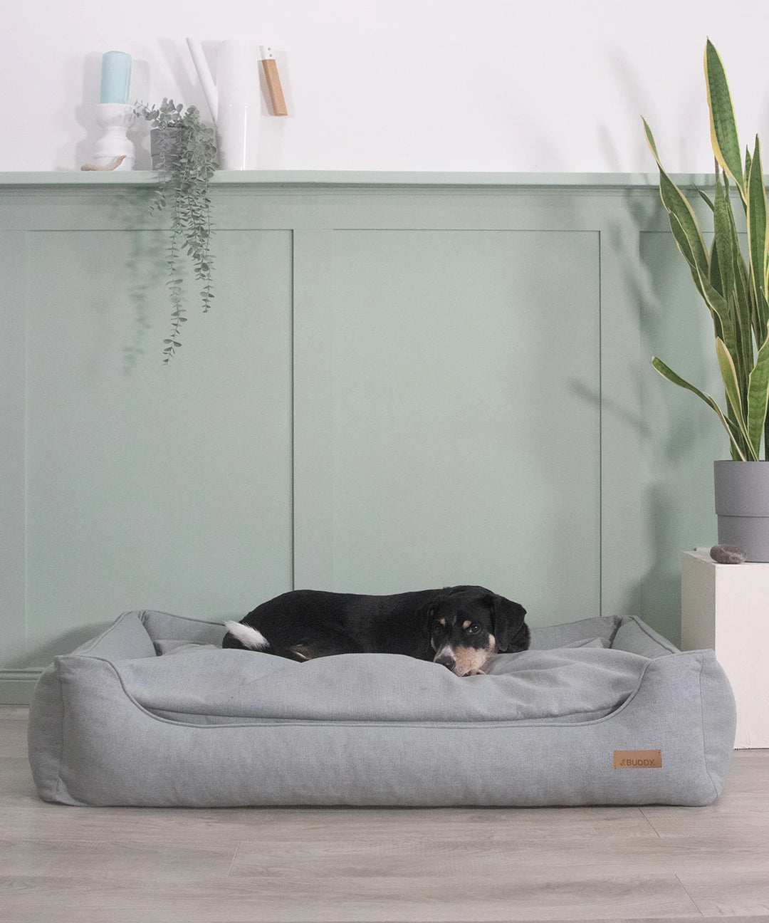 BUDDY. Hundebett mit Rand - grau/blau - aus recycelten Materialien - natürliches Hundebetten bei BUDDY. Hundezubehör online kaufen