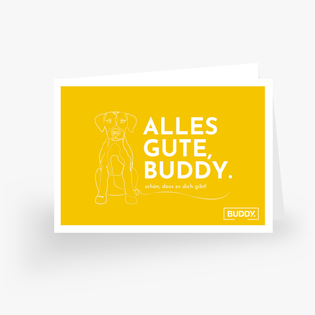 BUDDY. Geschenkgutschein - "Alles Gute" - zum Ausdrucken - 10,00 € - bei BUDDY. Hundezubehör