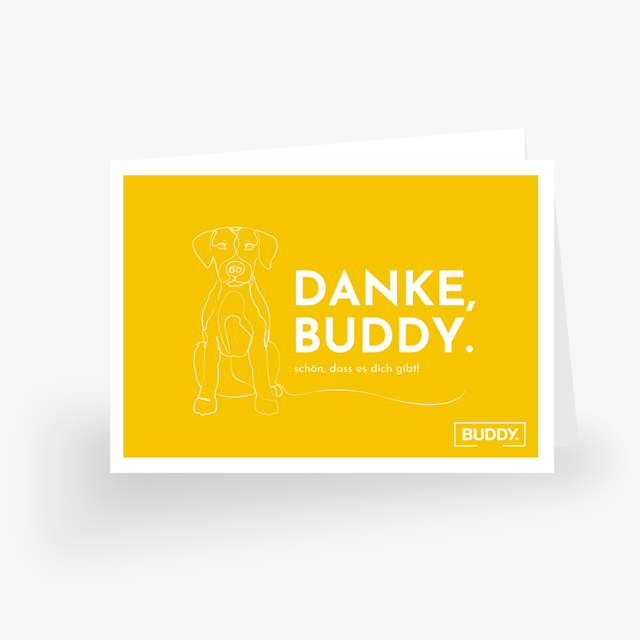 BUDDY. Geschenkgutschein - "Danke" - zum Ausdrucken - 10,00 € - bei BUDDY. Hundezubehör