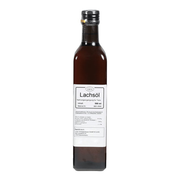 Lachsöl - Natur für Tiere - Glasflasche - 250 ml - bei BUDDY. Hundezubehör