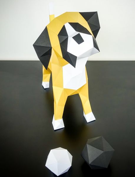 Papertrophy - Dekofiguren - Boxer gold / weiss - bei BUDDY. Hundezubehör