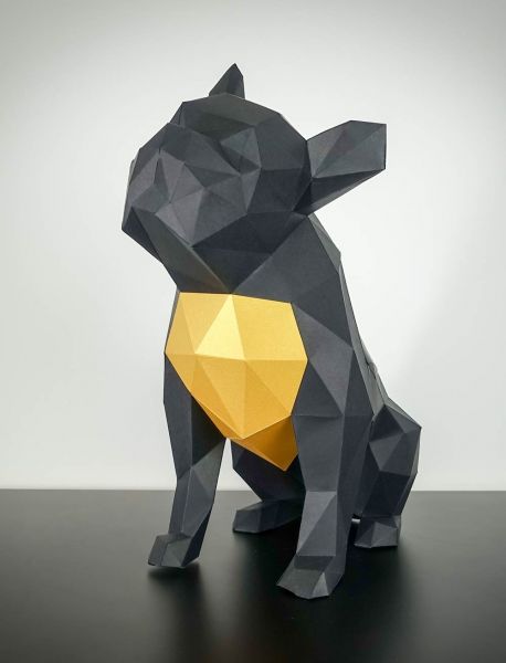 Papertrophy - Dekofiguren - Französische Bulldogge schwarz / gold - bei BUDDY. Hundezubehör